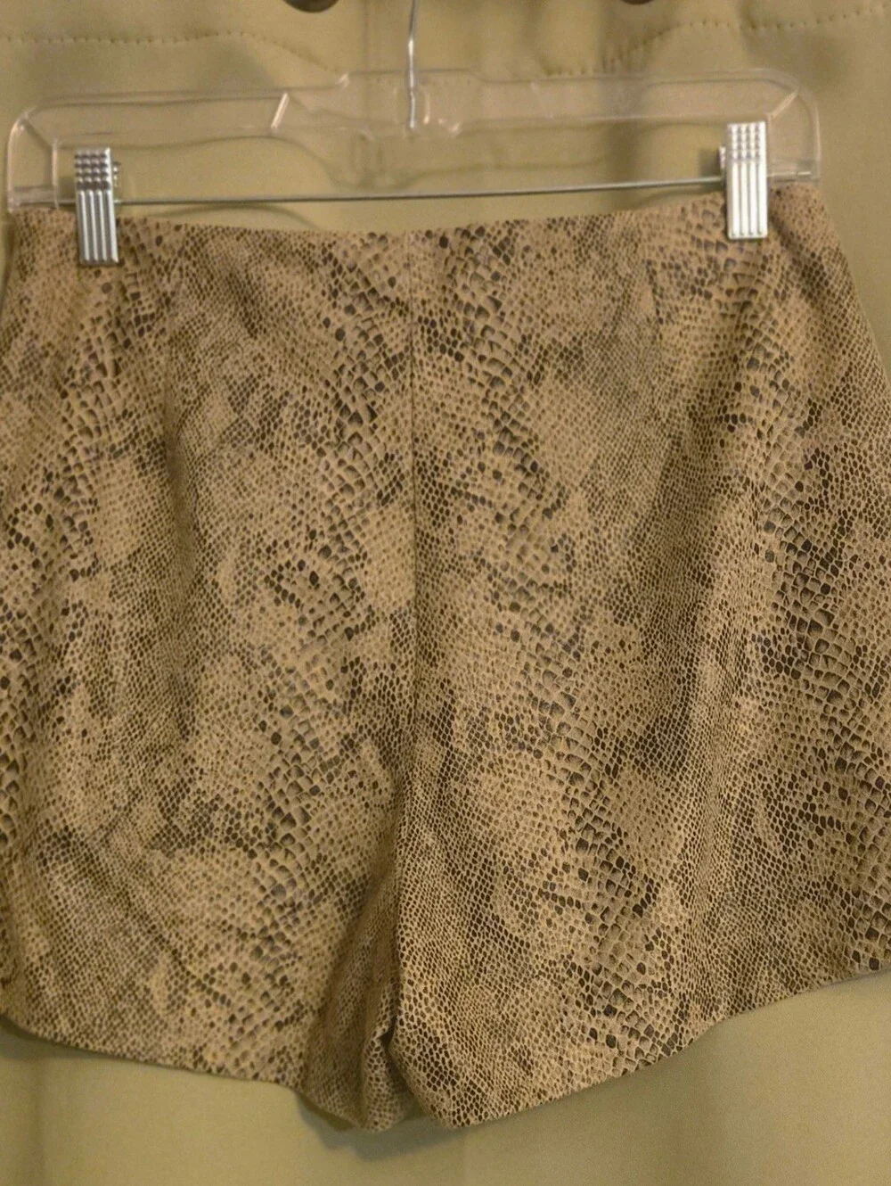Zara Snake-Print High Waist Shorts - Beige and Brown